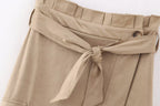 Fall Suede Texture Effect Paper Bag Midi Skirt