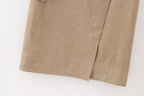 Fall Suede Texture Effect Paper Bag Midi Skirt