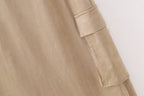 Fall Suede Texture Effect Paper Bag Midi Skirt