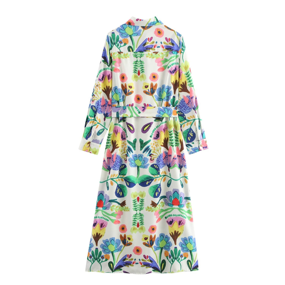 Women's Autumn Dress Printed Long Sleeve Shirt Slim Fit Long