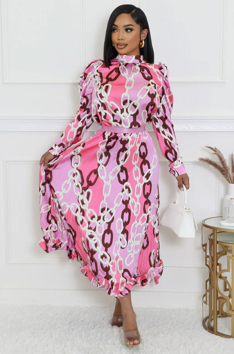 Women's Autumn Long Sleeve Pleated Skirt Set