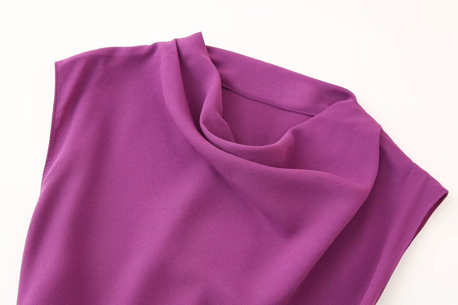 Satin Cowl-Neck Belted Sleeveless A-Line Midi Dress