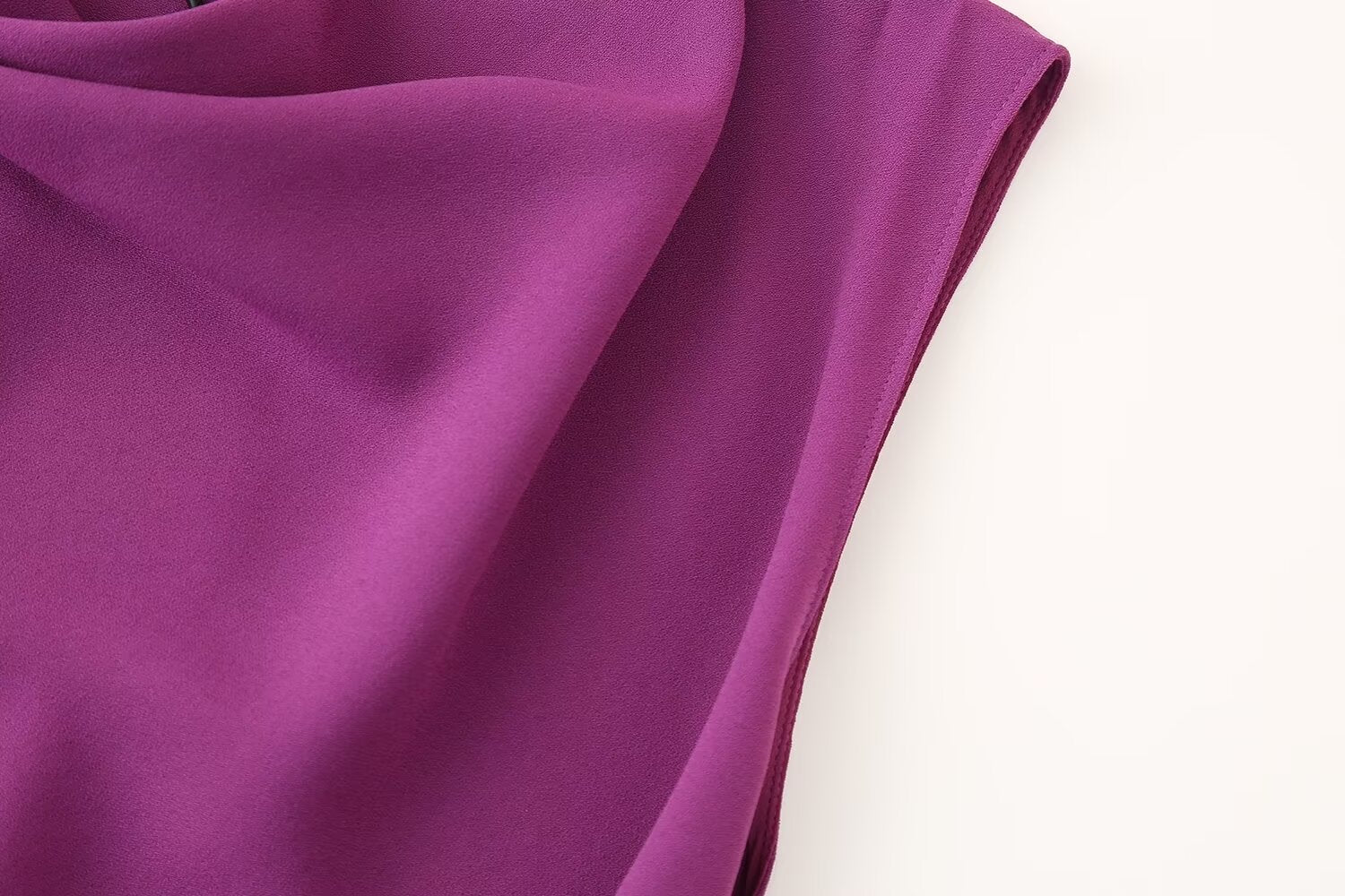 Satin Cowl-Neck Belted Sleeveless A-Line Midi Dress