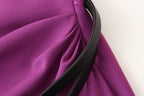 Satin Cowl-Neck Belted Sleeveless A-Line Midi Dress