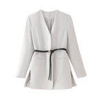 Women's Fall With Belt Blazer Sets
