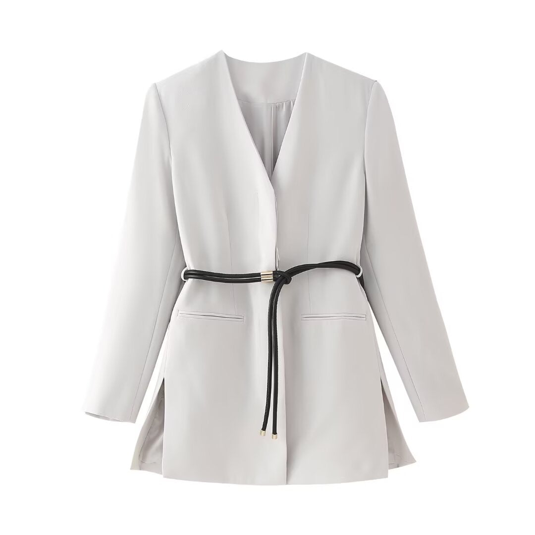 Women's Fall With Belt Blazer Sets