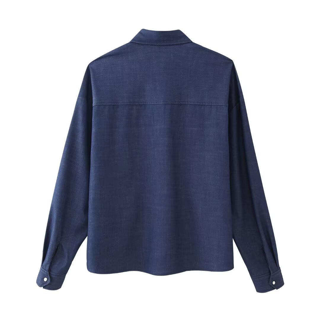 Women's Denim-Effect Shirt & Pants Set