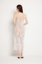 Lace Boned Asymmetric Split Maxi Dress