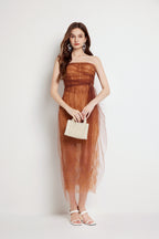 Lace Boned Asymmetric Split Maxi Dress