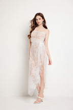 Lace Boned Asymmetric Split Maxi Dress