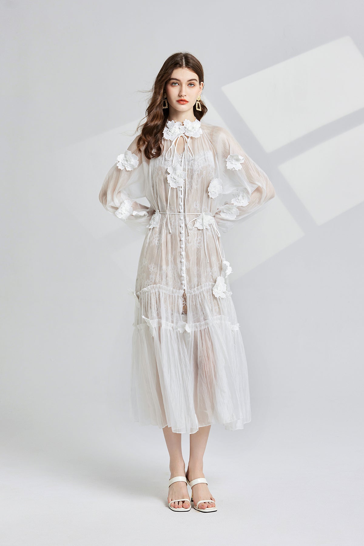 Women's 3D Floral Lace Two-Piece Dress Set