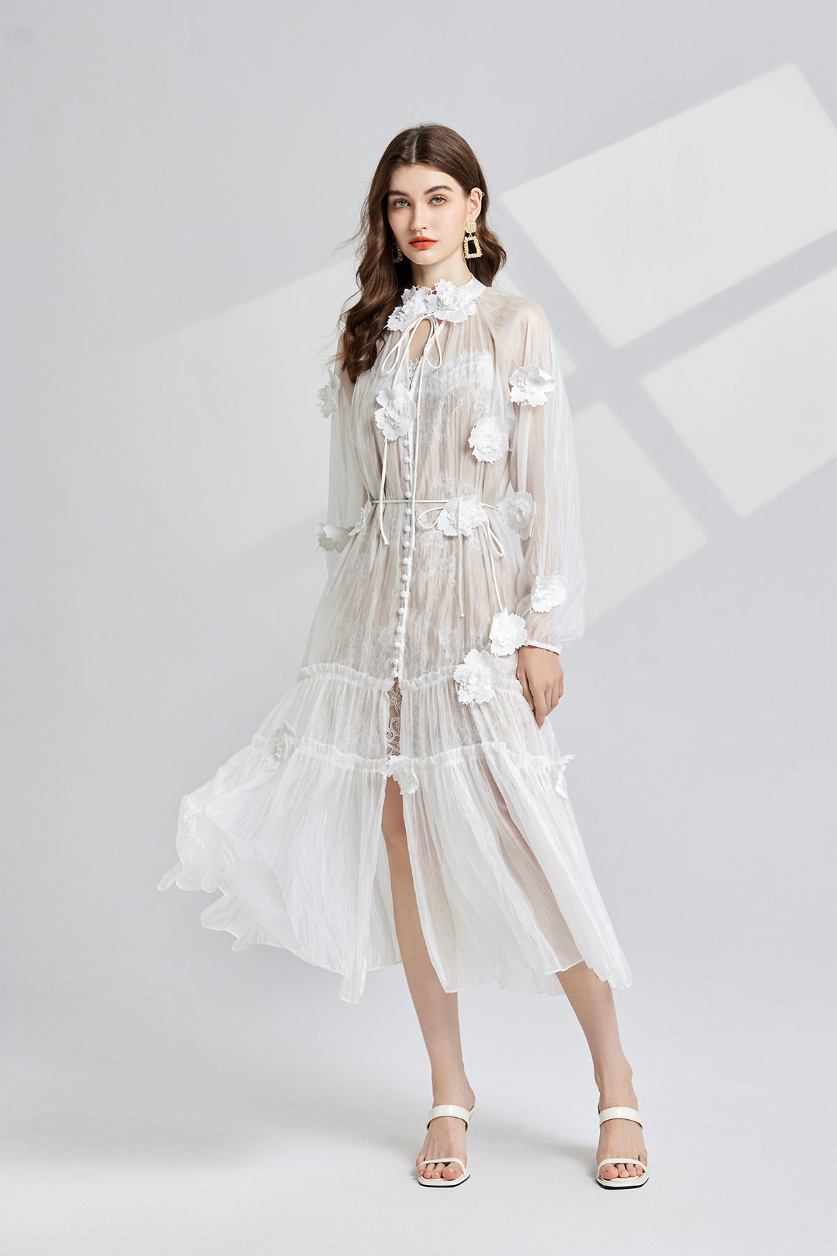 Women's 3D Floral Lace Two-Piece Dress Set