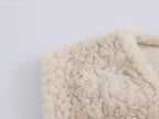 Women Casual Button Solid Color Lamb Fur Faux Shearling Jacket Sleeveless Waistcoat Vest