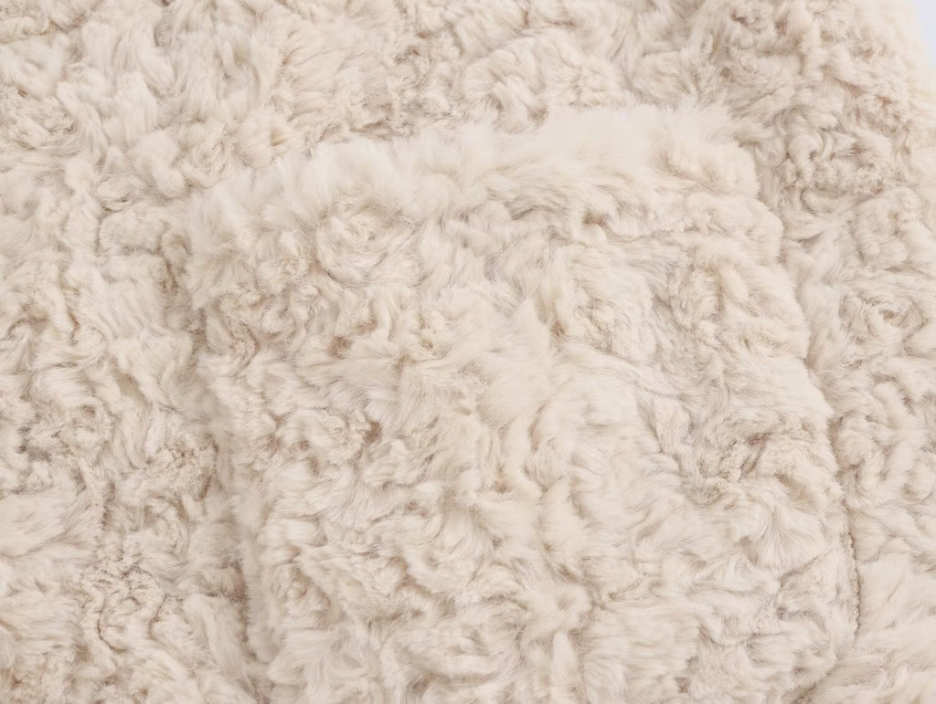 Women Casual Button Solid Color Lamb Fur Faux Shearling Jacket Sleeveless Waistcoat Vest