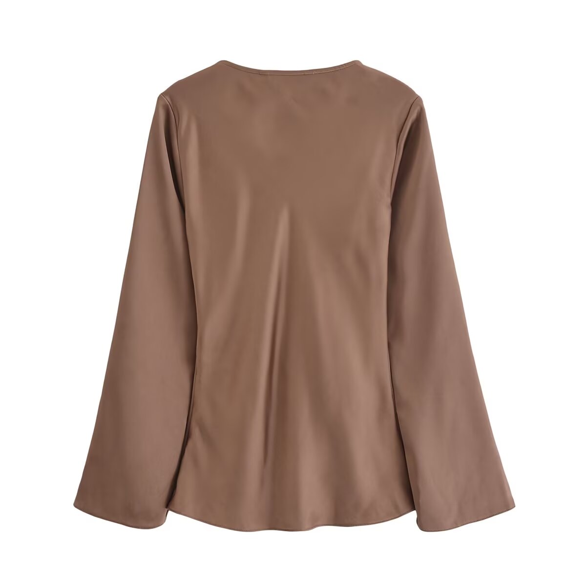 Women's Women Bowknot Silk Satin Texture Long Sleeve Shirt