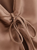 Women's Women Bowknot Silk Satin Texture Long Sleeve Shirt