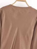 Women's Women Bowknot Silk Satin Texture Long Sleeve Shirt