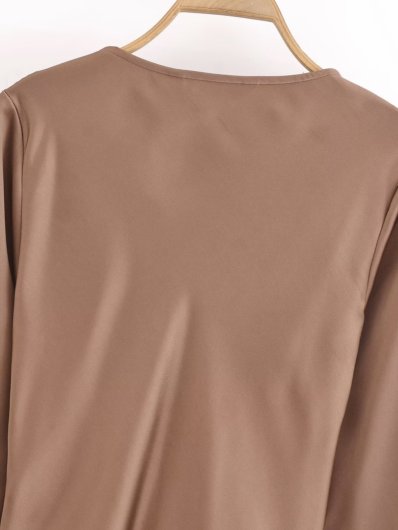 Women's Women Bowknot Silk Satin Texture Long Sleeve Shirt
