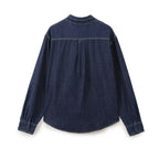 Women's Long Sleeve Bowknot Decorative Denim Shirt