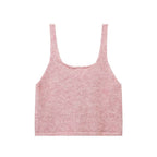Women's Slim Fit Solid Color Knitted Ribbon Vest