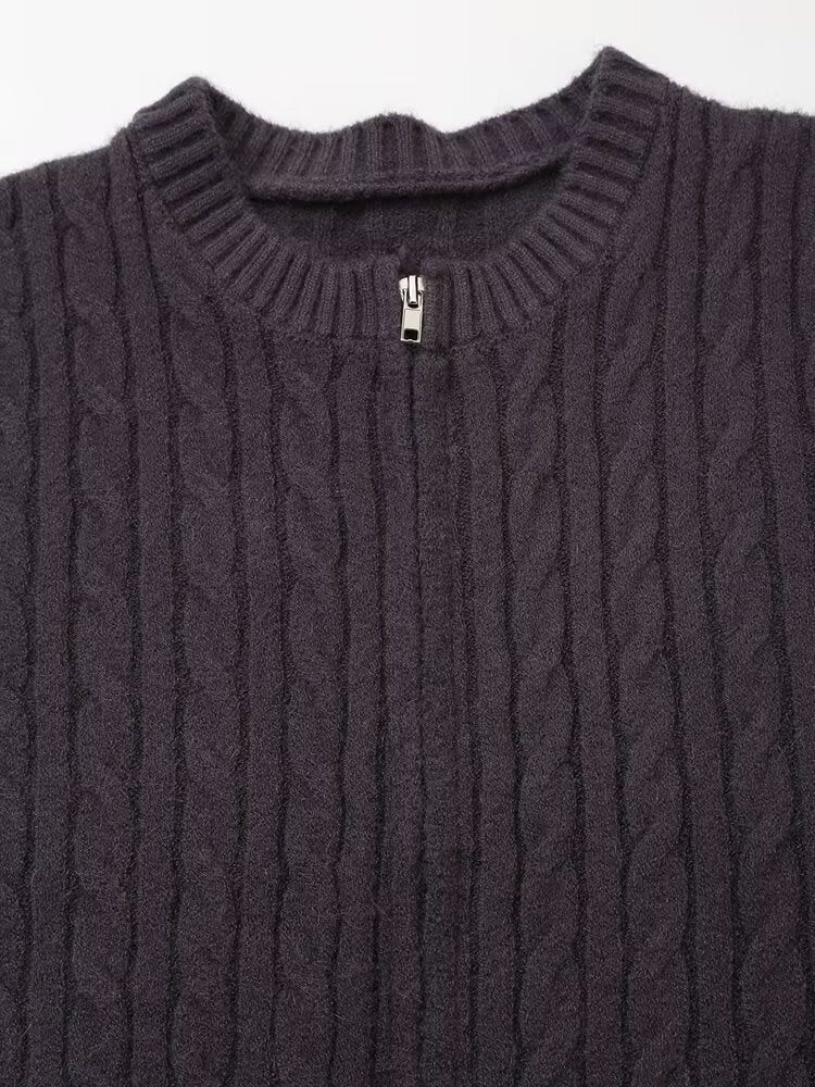 Women's Autumn Winter Zipper Knitted Cardigans