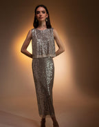 Women's Sequined Maxi Two-Piece Dress Set