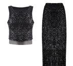 Women's Sequined Maxi Two-Piece Dress Set