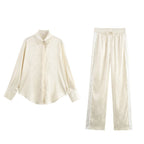Fall Floral Shirt Casual Trousers Set