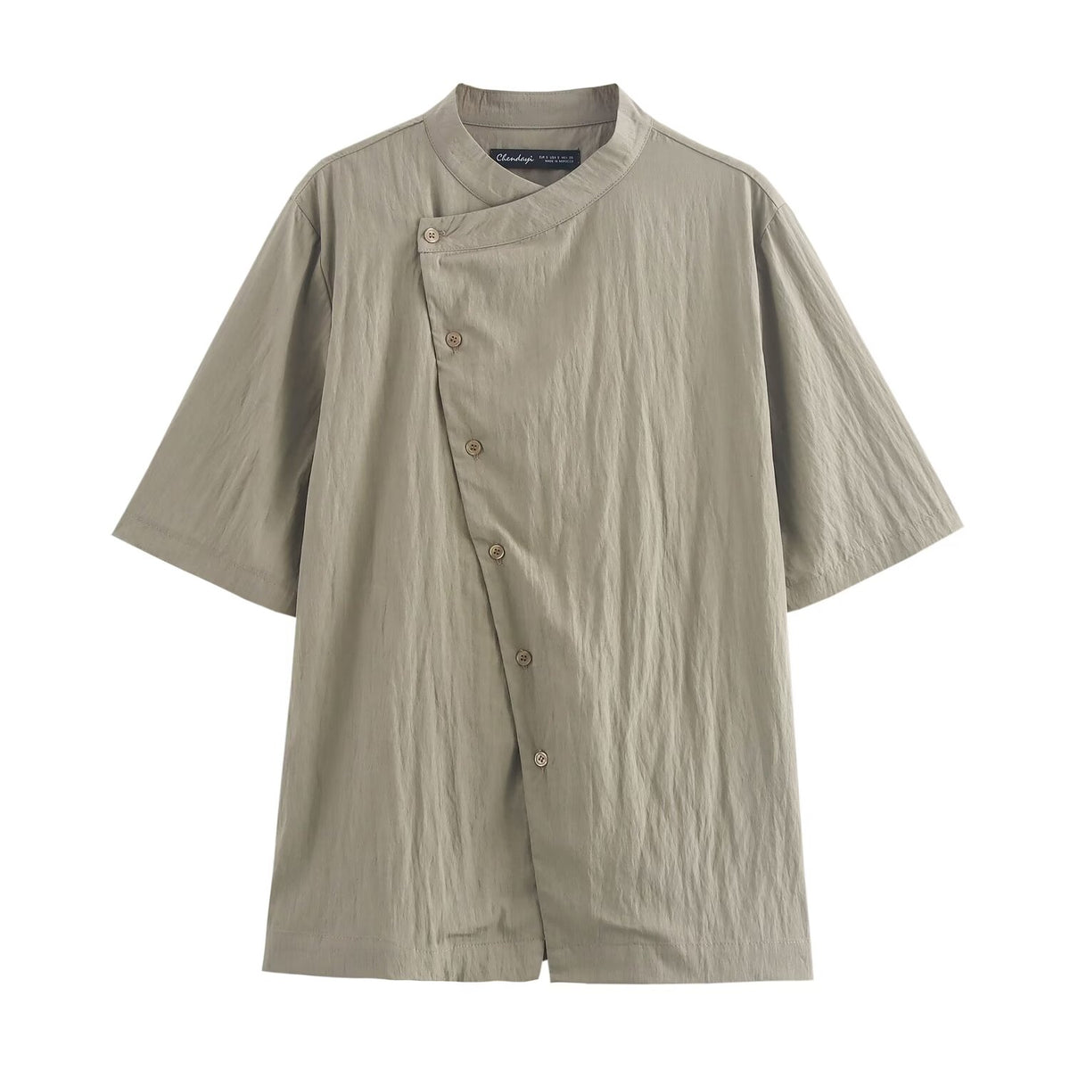 Autumn Commuting Asymmetric Shirt Trousers Button Decoration Pants Set