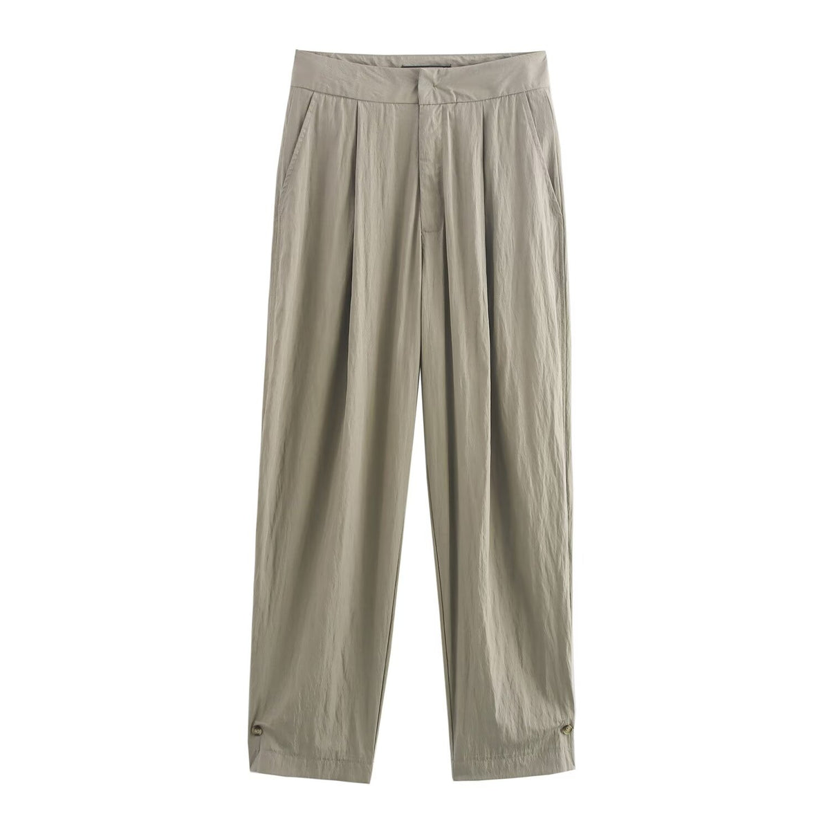 Autumn Commuting Asymmetric Shirt Trousers Button Decoration Pants Set