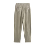Autumn Commuting Asymmetric Shirt Trousers Button Decoration Pants Set