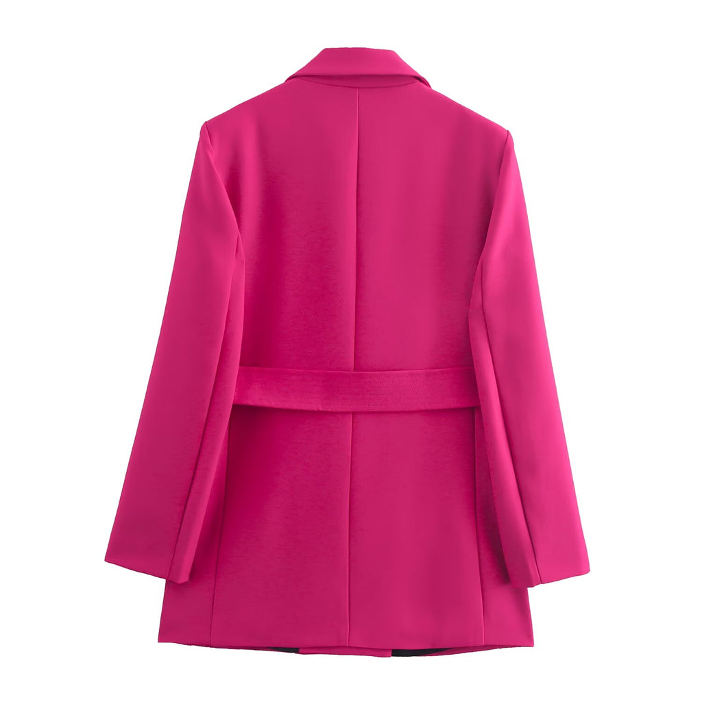 Back Waistband Blazer Thread Decoration Pants Set