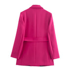Back Waistband Blazer Thread Decoration Pants Set
