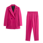 Back Waistband Blazer Thread Decoration Pants Set