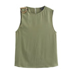 Women's Metal-Buckle Top and Skirt Two-Piece Set