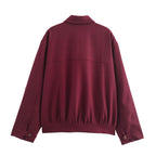 Women's Fall Zipper Pocket Short Jacket and Skirt Two-Piece Set