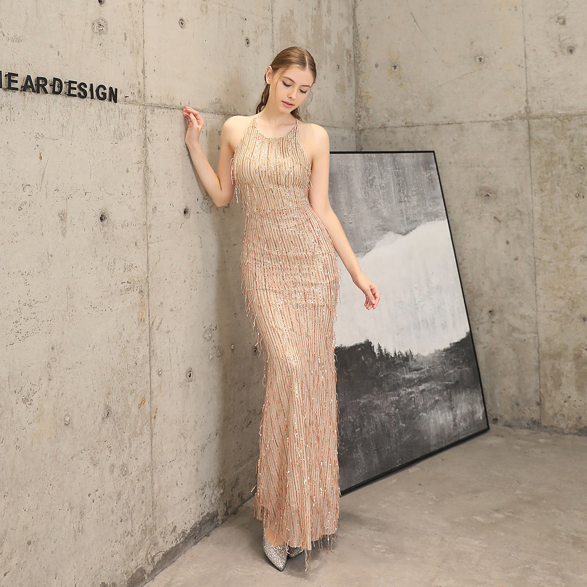 Women's Sequin Fishtail Cocktail Elegant Graceful Event Party Dress