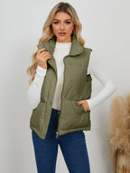 Short Quilted Stand Collar Vest Coat