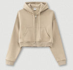 Top-Khaki Fleece-lined
