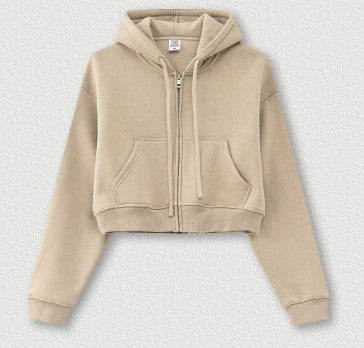 Top-Khaki Fleece-lined