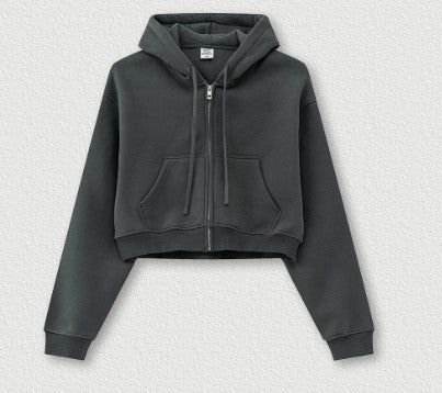 Top-Dark Gray Fleece-lined