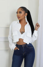 Women's Long Sleeved Solid Color Shirt Button Shirt Design Women Clothing