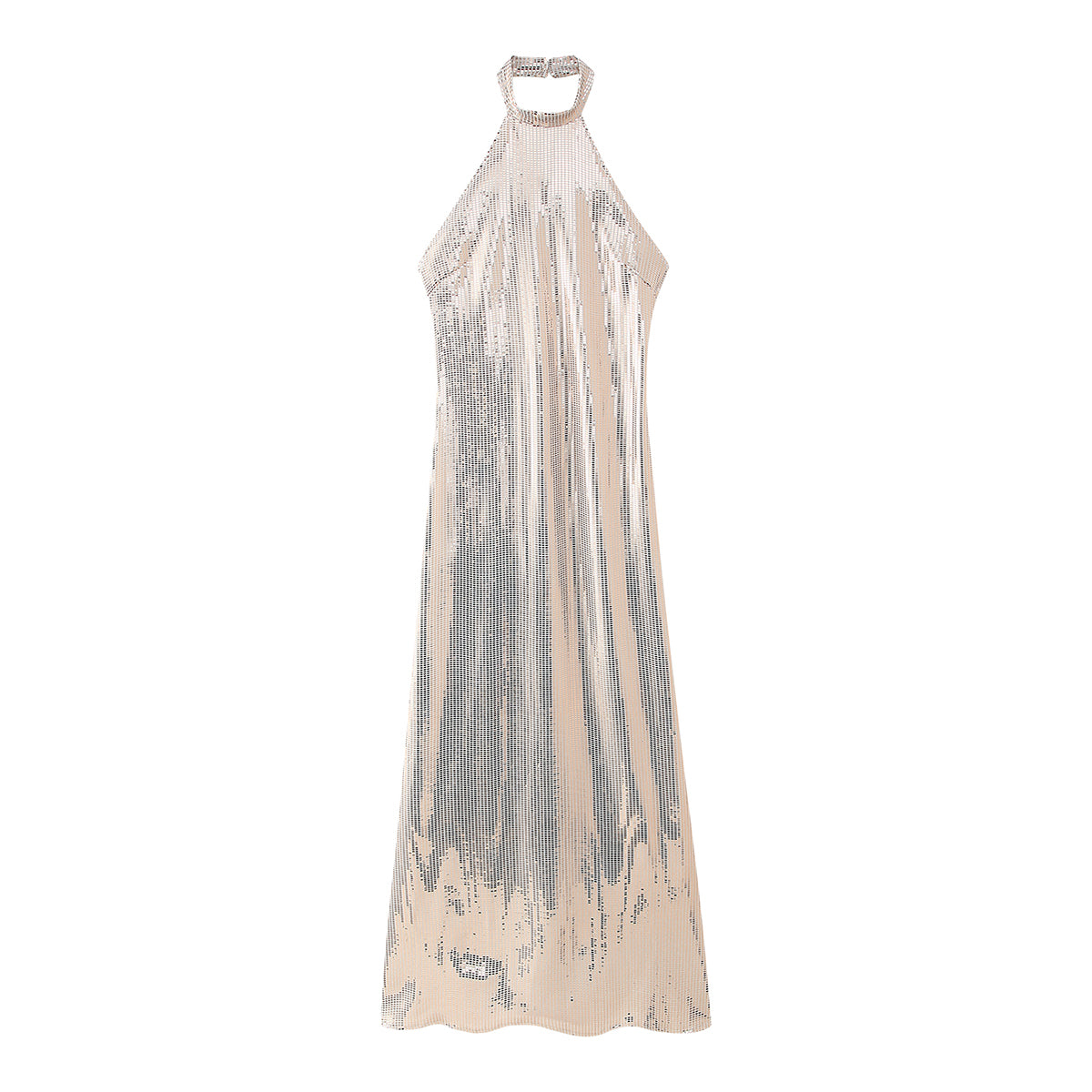 Sequ Hanging Collar Flared Sleeveless Slim Maxi Dress
