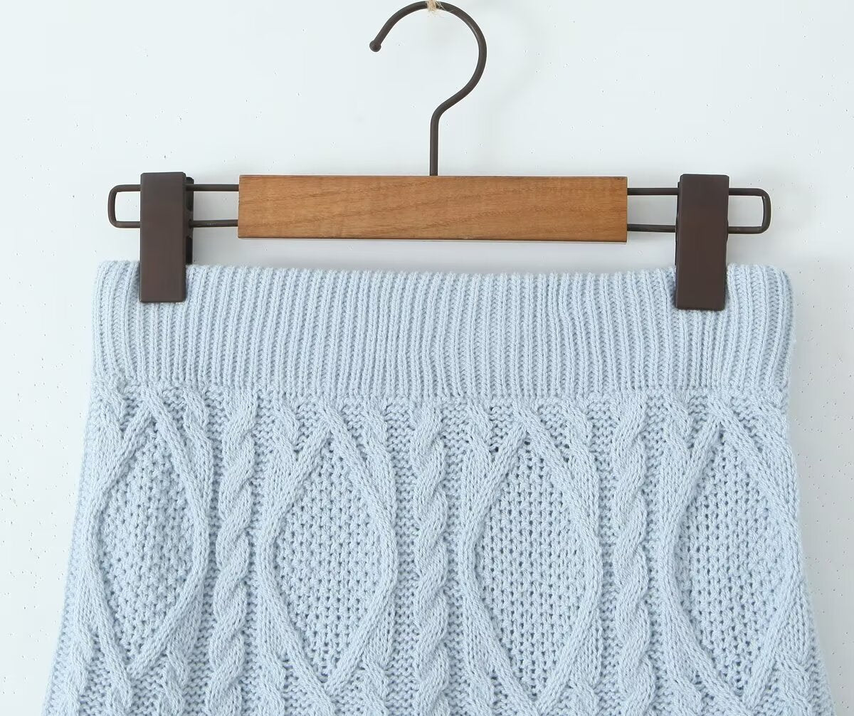 Women's Autumn Winter Small Round Sweater and Skirt Two-Piece Set