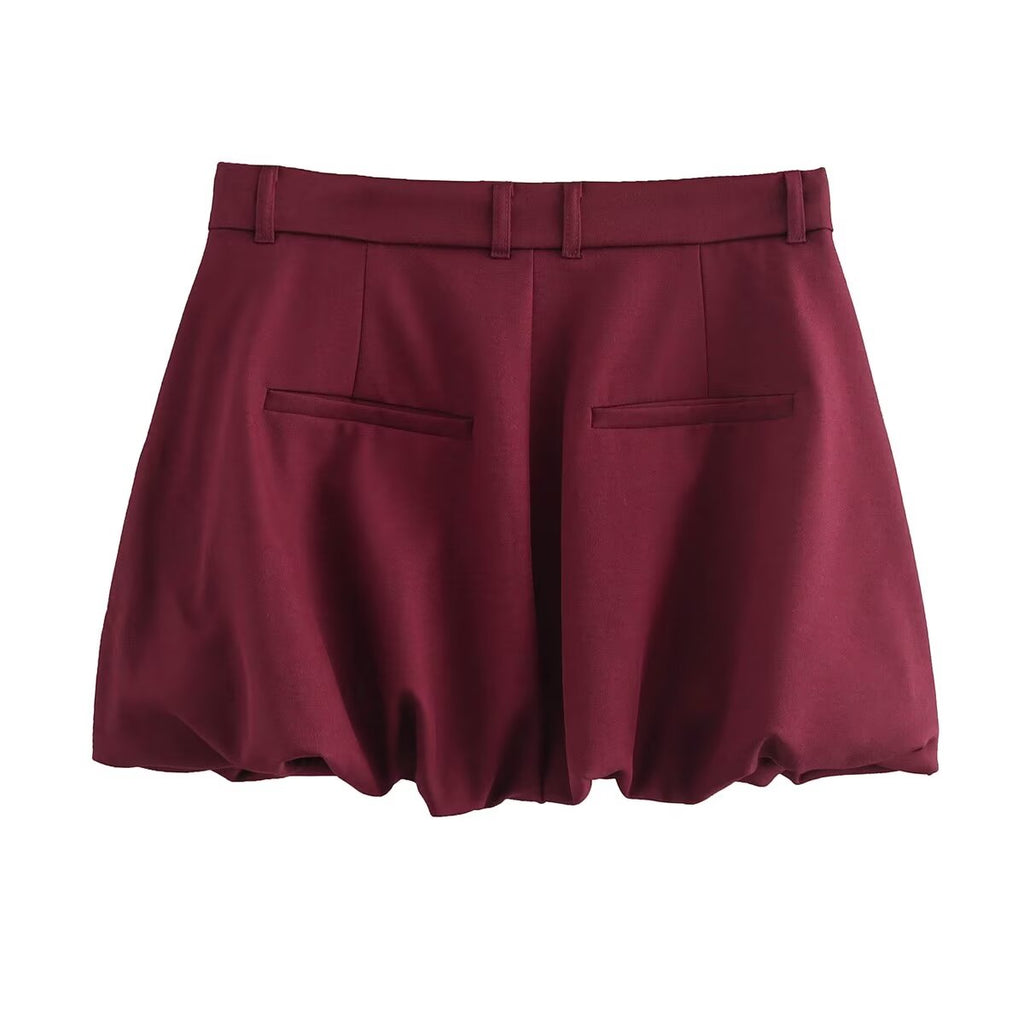 Women's Autumn Zipper Pocket Lantern Jacket and Skirt Two-Piece Set
