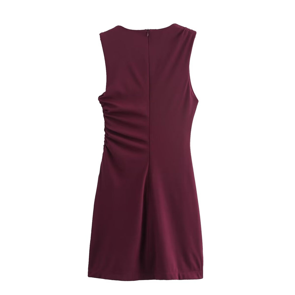 Asymmetric Ruched Sleeveless Bodycon Mini Dress