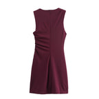 Asymmetric Ruched Sleeveless Bodycon Mini Dress