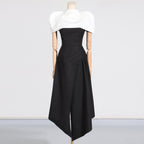 Elegant Vietnam Detachable Pullover Patchwork Cami Dress Summer Slit
