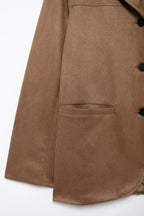 Women's Autumn Casual Elegant Suede Blazer and Skirt Two-Piece Set