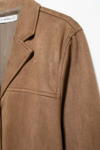 Women's Autumn Casual Elegant Suede Blazer and Skirt Two-Piece Set